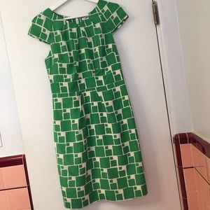 Banana Republic Silk Green and Ivory Sheath Dress
